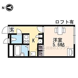 JR湖西線 比叡山坂本駅 徒歩14分の賃貸アパート 2階1Kの間取り