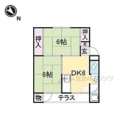 JR東海道・山陽本線 石山駅 徒歩25分の賃貸マンション 1階2DKの間取り