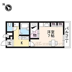 レオパレスツインズ 1階1Kの間取り