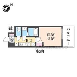 京阪京津線 上栄町駅 徒歩4分の賃貸マンション 10階1Kの間取り
