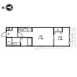 ALEGRIA大津 1階1LDKの間取り