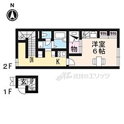 レオパレスブーゲンビリア 2階1Kの間取り