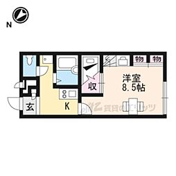 JR東海道・山陽本線 河瀬駅 徒歩8分の賃貸アパート 1階1Kの間取り