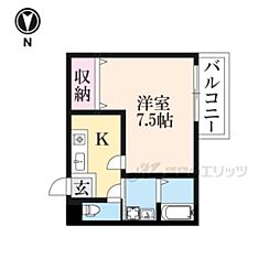 ハイツＴ＆ＡII 1階1Kの間取り