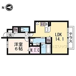 コスモパレスIII 1階1LDKの間取り