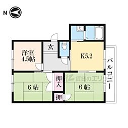 JR北陸本線 長浜駅 徒歩37分の賃貸アパート 2階3DKの間取り