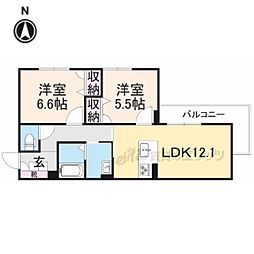JR東海道・山陽本線 米原駅 徒歩8分の賃貸マンション 3階2LDKの間取り