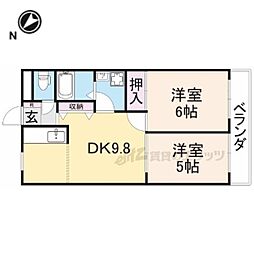 近江鉄道近江本線 彦根口駅 徒歩22分の賃貸アパート 1階2DKの間取り