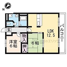 シャトーアルバII 2階2LDKの間取り