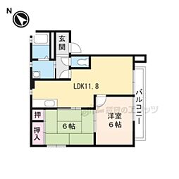 シティパレスIIＢ 1階2LDKの間取り