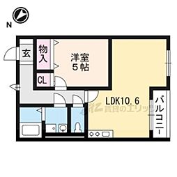 ハートフルＭ　ａｉｍ 2階1LDKの間取り
