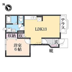 パレ・ノールI 1階1LDKの間取り