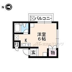 ドミノリバーサイド 2階ワンルームの間取り