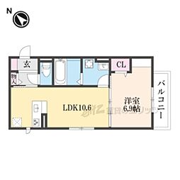 マハロ 2階1LDKの間取り