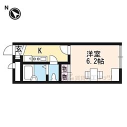 レオパレス丸の木 2階1Kの間取り