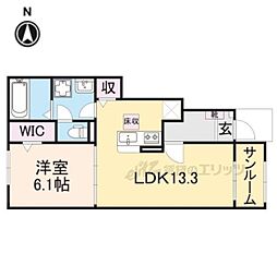 JR東海道・山陽本線 彦根駅 徒歩13分の賃貸アパート 1階1LDKの間取り