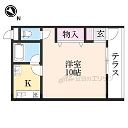 カーペンターハウスV 1階1Kの間取り