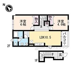 アイネパウゼ 2階2LDKの間取り