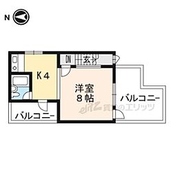 JR湖西線 比叡山坂本駅 徒歩15分の賃貸マンション 2階1DKの間取り