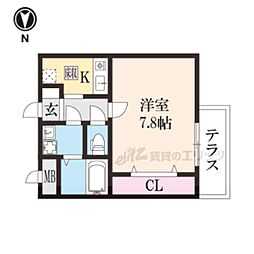 メゾン・プラティーク 1階1Kの間取り