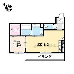 JR東海道・山陽本線 栗東駅 徒歩12分の賃貸アパート 2階1LDKの間取り