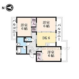 JR北陸本線 長浜駅 徒歩19分の賃貸マンション 2階3DKの間取り