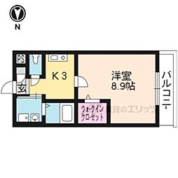 エステイト井上 2階1Kの間取り