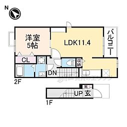 セレノ　福満 2階1LDKの間取り