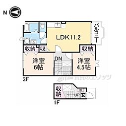 プリム・セーリオ 2階2LDKの間取り