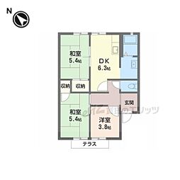 リブコスモス 2階3DKの間取り