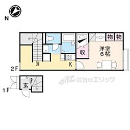 レオパレスサムスライブ 106 2階1Kの間取り