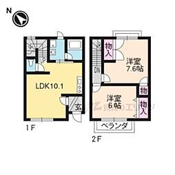ブランシェ池田 1階2LDKの間取り