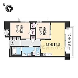 Ｏ・Ｈプラザアウル 8階2LDKの間取り