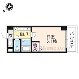 パレ南笠佐わらび 1Kの間取図画像