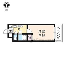 セコンダリー谷畑 1Kの間取図画像