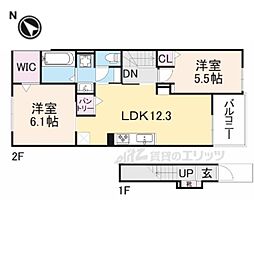 フォレスト五個荘 2LDKの間取図画像