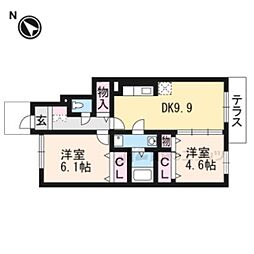 シャルマンハウス 2DKの間取図画像