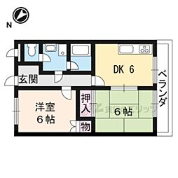 T'sサニーコーポ1 2DKの間取図画像