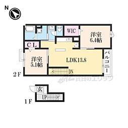 グランドヒル弐番館 2LDKの間取図画像