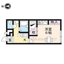 レオパレスレイクシティ 1Kの間取図画像