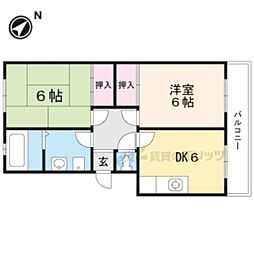 グランベールJIN 2DKの間取図画像