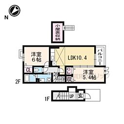 アウローラ湖南 2LDKの間取図画像