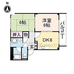 レジデンス宝積 2DKの間取図画像
