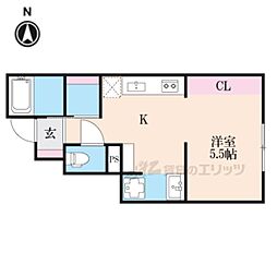 湖とそよ風のLuminous 1DKの間取図画像