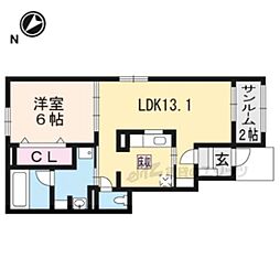 レスポワールF 1LDKの間取図画像