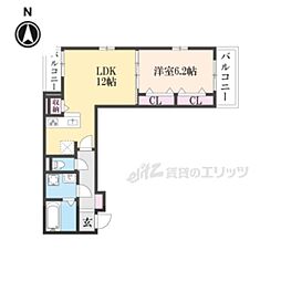 GL minakuchi II 1LDKの間取図画像