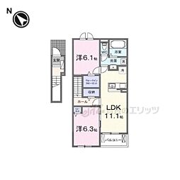 プロムナード東近江I・II 2LDKの間取図画像