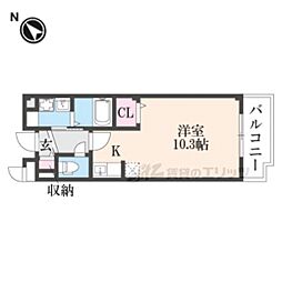 カルムアビタシオン大将軍 ワンルームの間取図画像