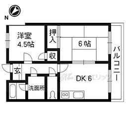 アゼリア古高 2DKの間取図画像