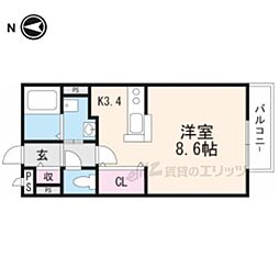アルカンシェルグリーン ワンルームの間取図画像